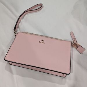 Red Fleece Light Pink Wristlet Clutch